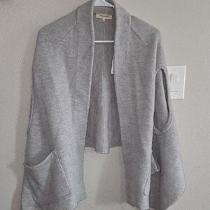 Inhabit Light Gray Women's Open-Front Sweater